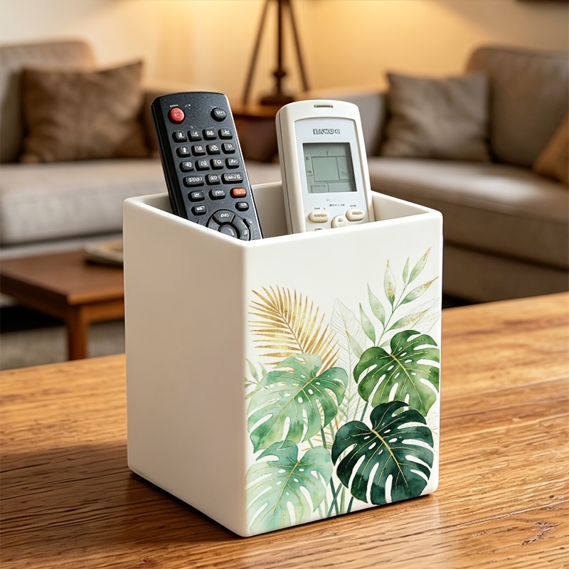 TEMU 1pc de Almacenamiento Multifuncional con Hoja de Monstera para Acuarela, Organizador de Escritorio para Brochas de Maquillaje, Bolígrafos,