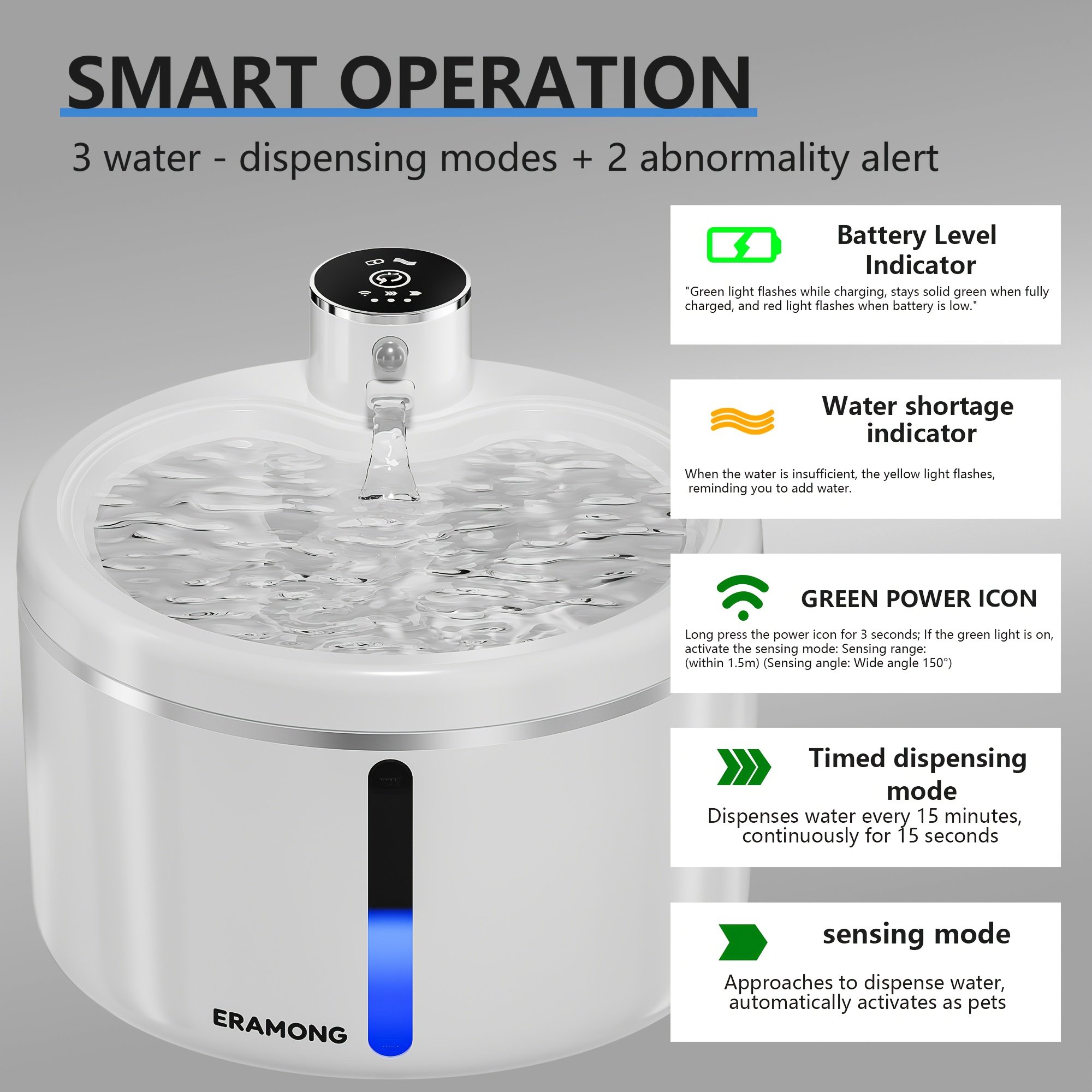 102oz 3l wireless cat water dispenser   water fountain 60 day   automatic flowing fountain style with infrared motion sensor   2pcs replaceable filters christmas gift details 6