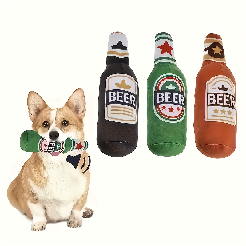 Wine Bottle Shaped Squeaky Dog Toy for Small Dogs