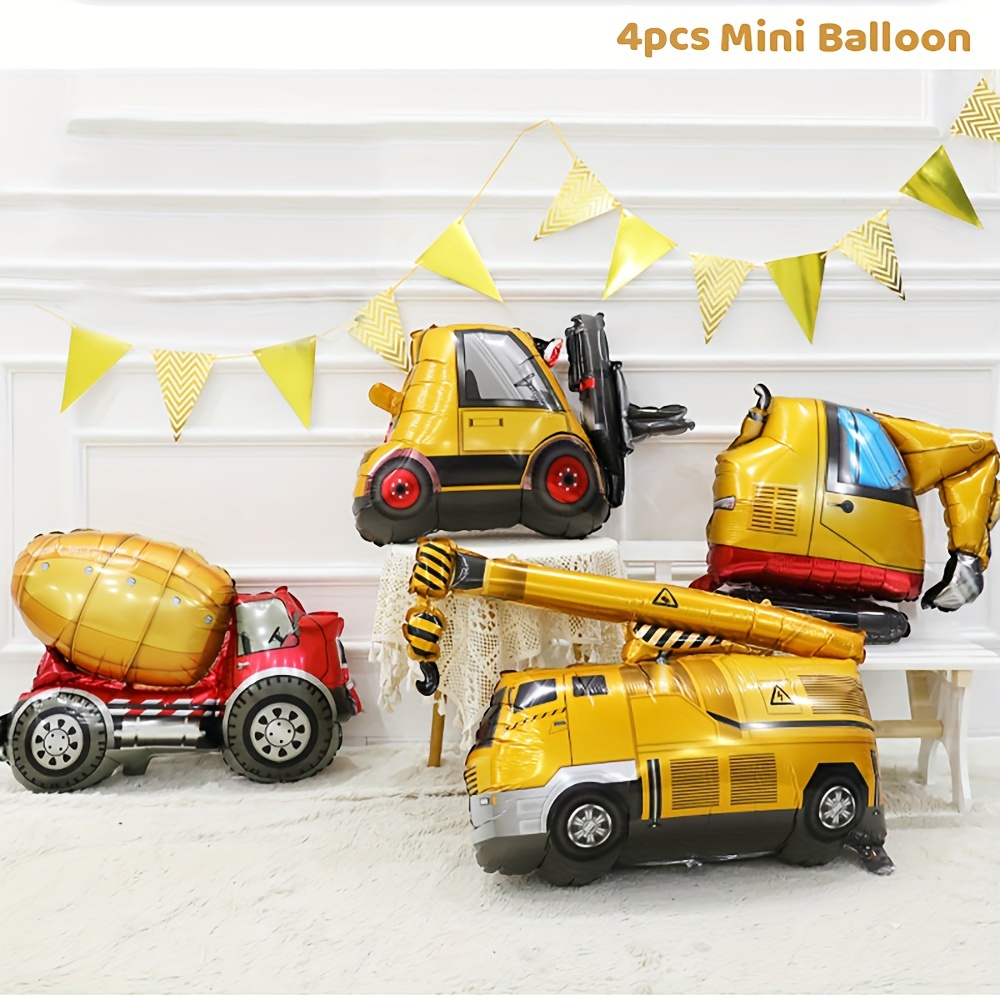 

4pcs Construction Theme Aluminum Film Balloons Set - Perfect For Birthday, Graduation, And Summer Parties, Suitable For Ages 14+ Without Electricity Needed