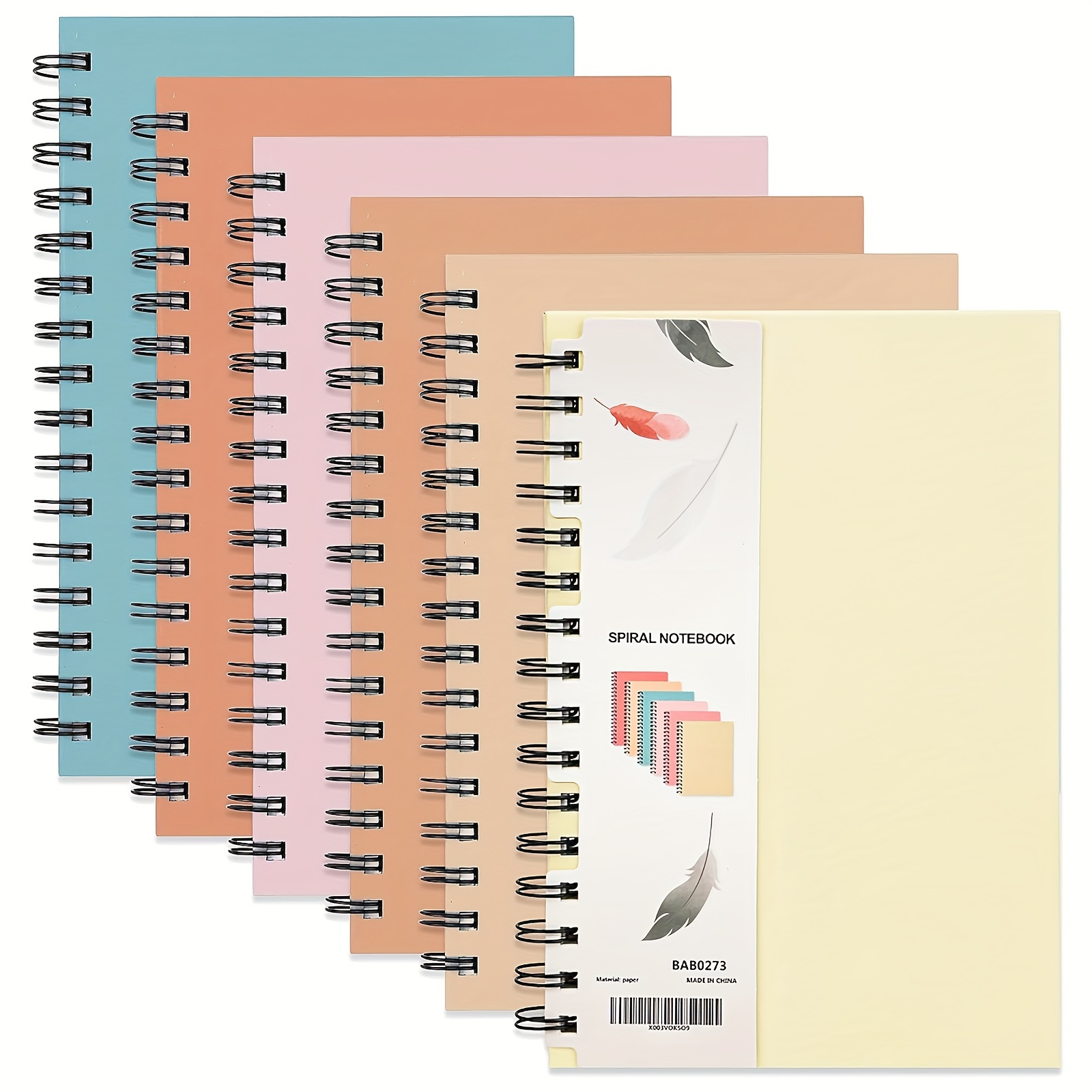 

6pcs Hardcover Spiral Notebook, Spiral Journals, College Ruled, 5.5x8.5 Inches, Thick Paper, Assorted Retro Colors, 160 Pages, Record Daily Life, For Work, Gifts, Travel