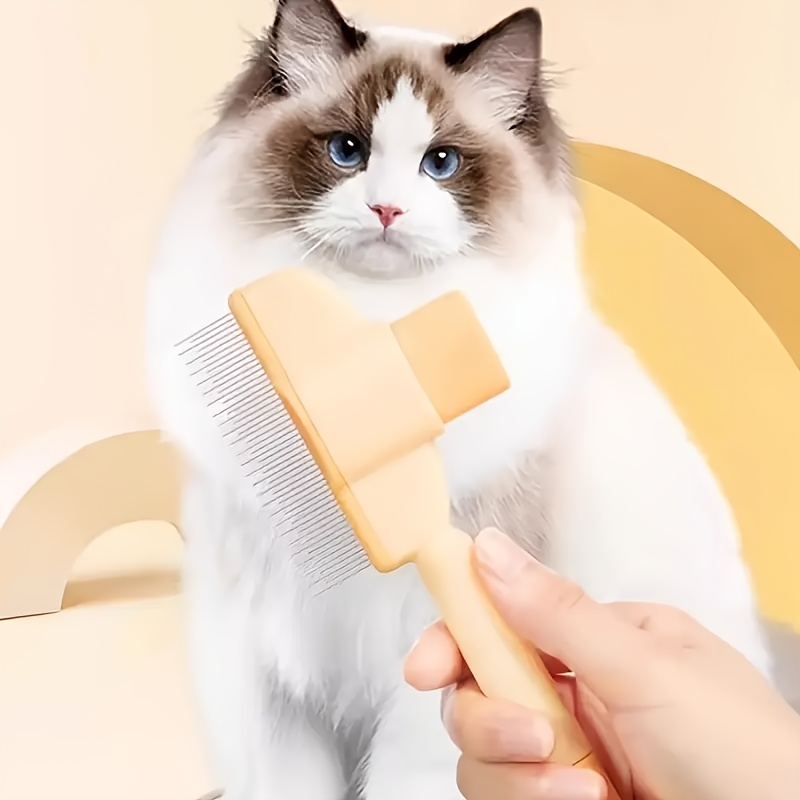 Brosse pour Chats à Autonettoyage, Brosse de Toilettage pour Enlever les Poils Morts, Nœuds et Saletés, Idéale pour Chats à Poils Longs, Vert