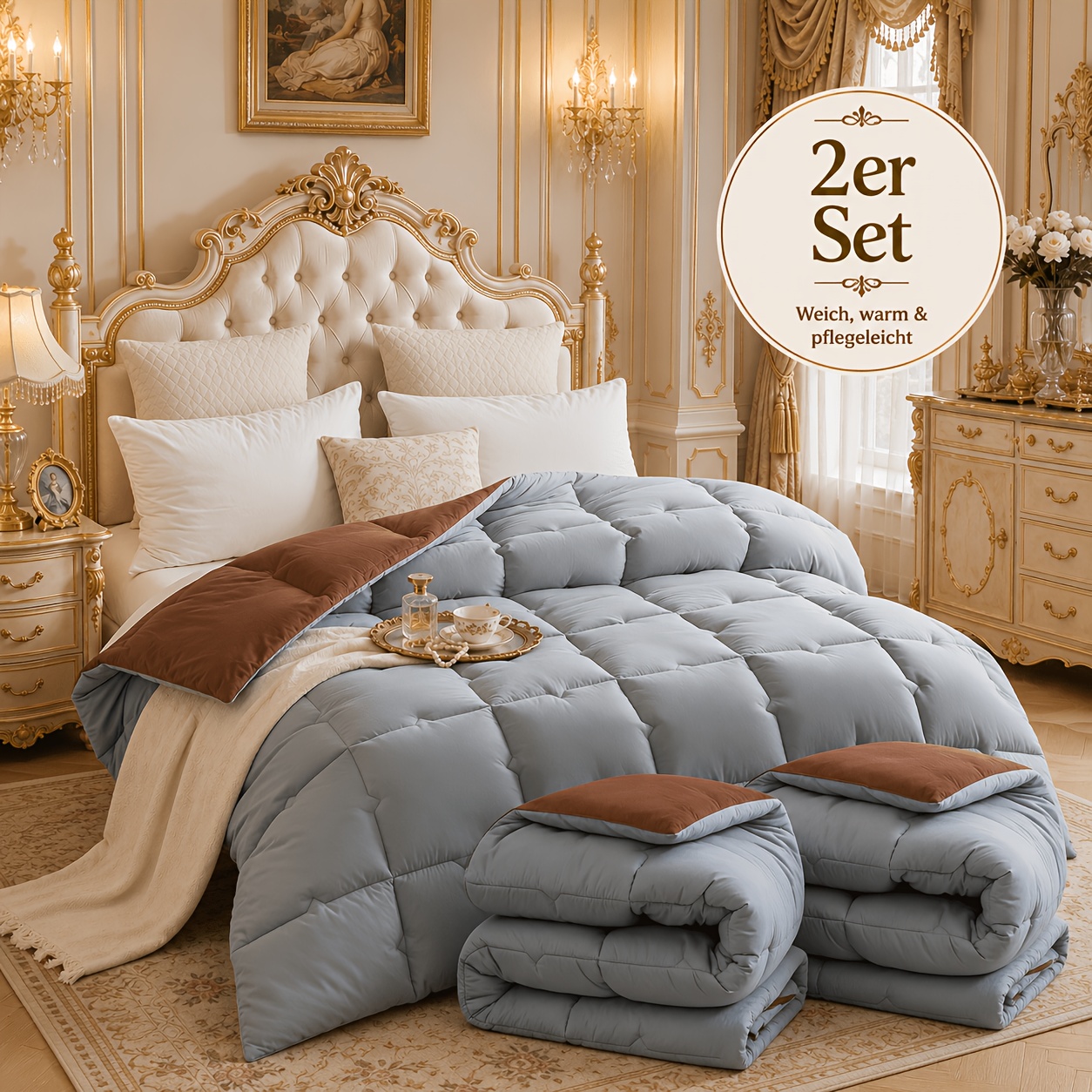 Image of 2pcs Duvet Reversible Sleeping Blanket Innovative & Breathable Quilt For Allergy Sufferers, Washable At 95°c, Sanitised And -tex Duvets, Soft With Filling, 350 Gsm For Homes, , Hotels & Dormitory