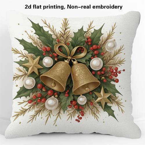 öğe resmi 2d düz - 1 adet noel vintage holly çan çelenk yastık kılıfı, 2d çift taraflı baskı, yumuşak polyester kumaş, yastık i̇çi dolgu yok, gerçek i̇şlemesiz, makinede yıkanabilir, oturma odası kanepeleri, yatak odası, çiftlik evi tatil partisi için uygun