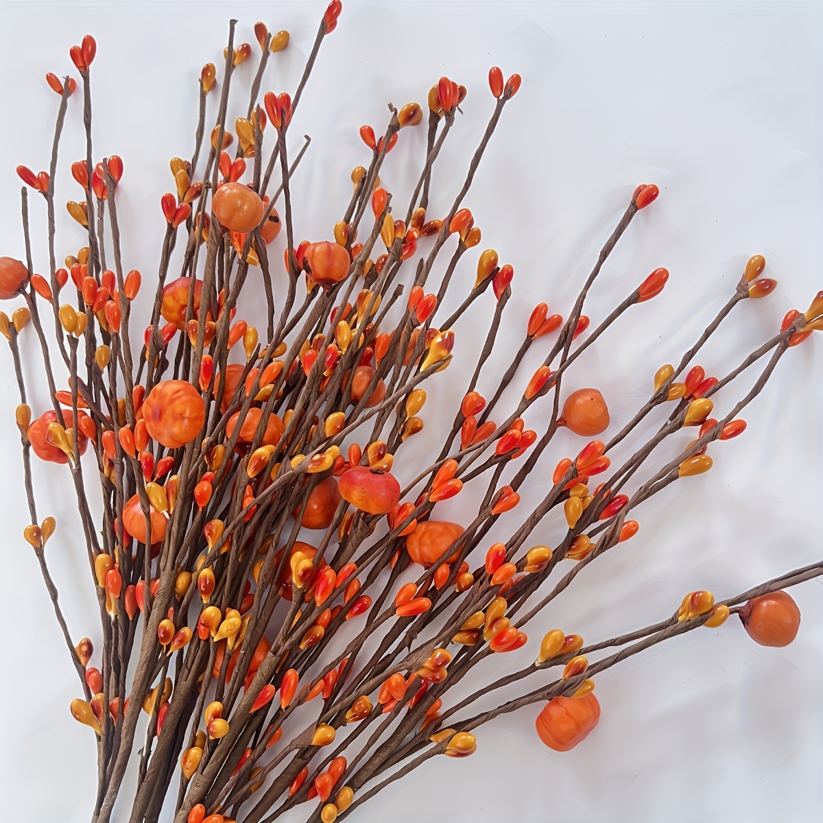 TEMU Lot de 10 citrouilles artificielles pour fête des d'automne et Thanksgiving, couleur rouge orangé, de fruit, de cœurs, de , avec perles, tige,