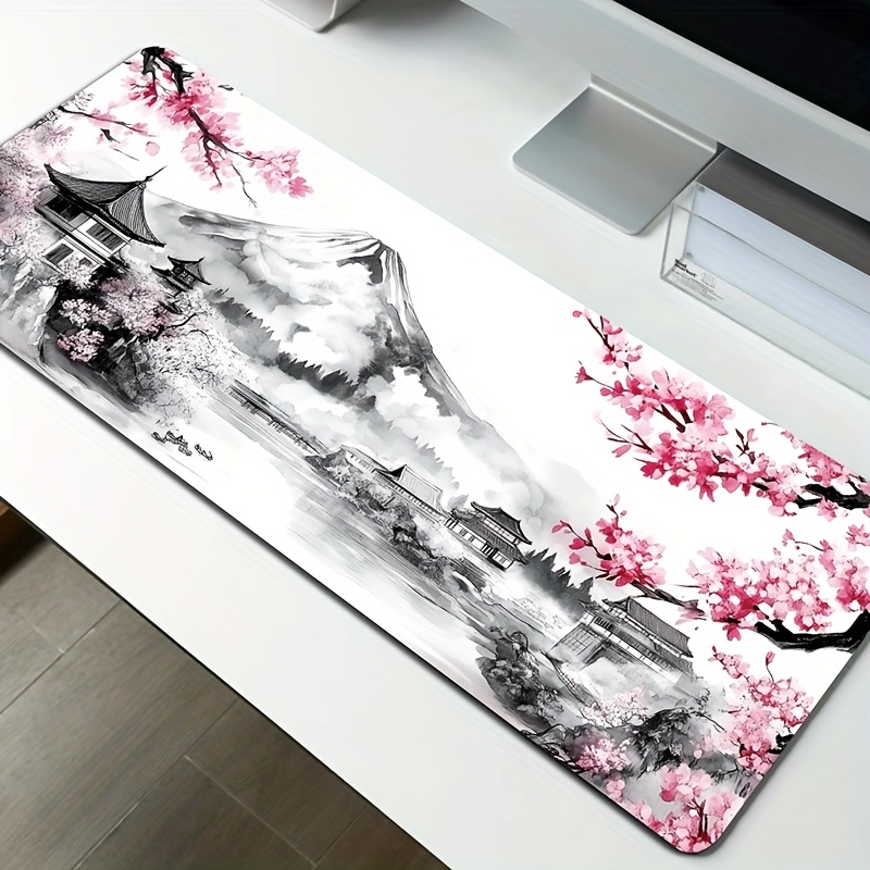 TEMU Alfombrilla de ratón extragrande XXL de 35.4x15.7in estilo japonés con y , tapete extendido para ratón de computadora, para ratón y teclado