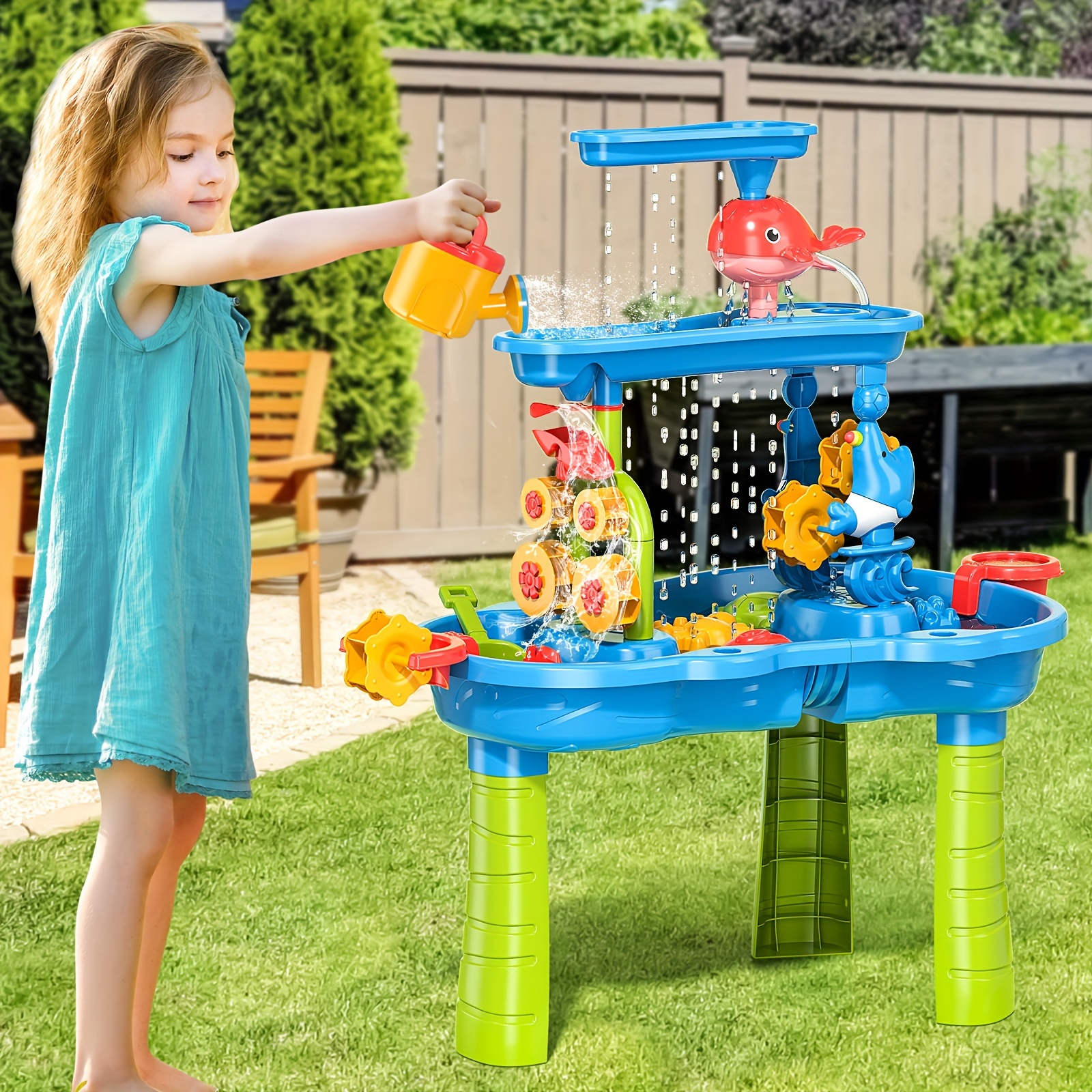 砂水テーブル 3段砂と水遊びテーブルおもちゃ ビティ感覚