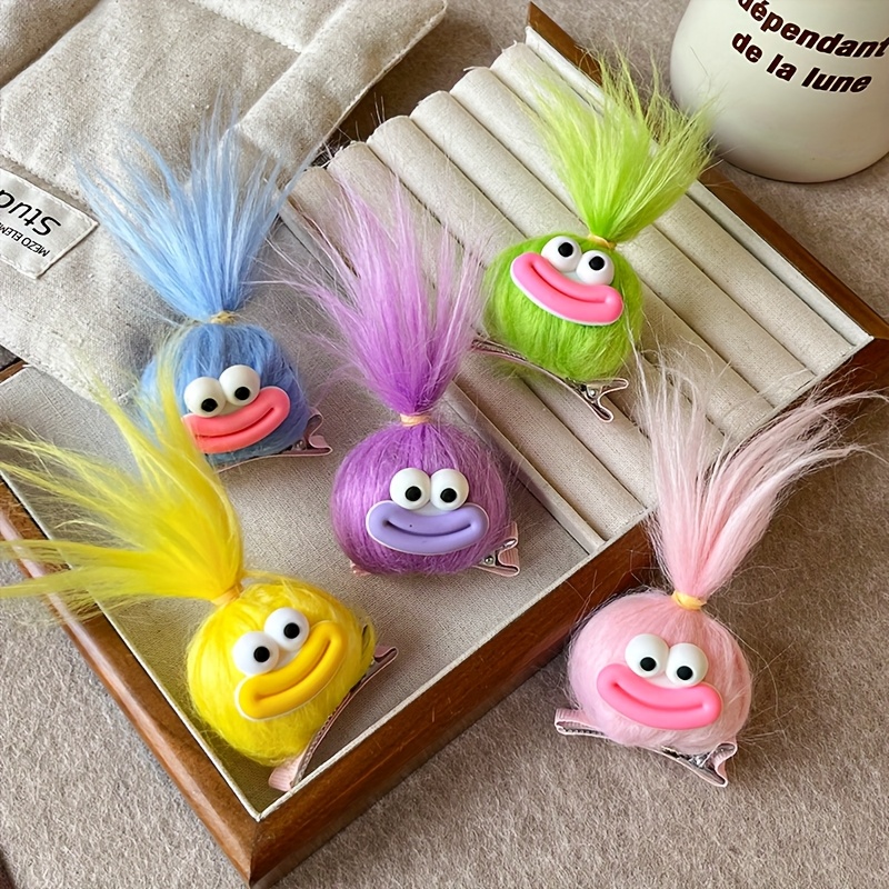 

5pcs Plush Cute Hair Clips - Funny Ugly-cute -inspired Girl's Hair Accessories, Hair Accessories For Girls, , Hair Clips