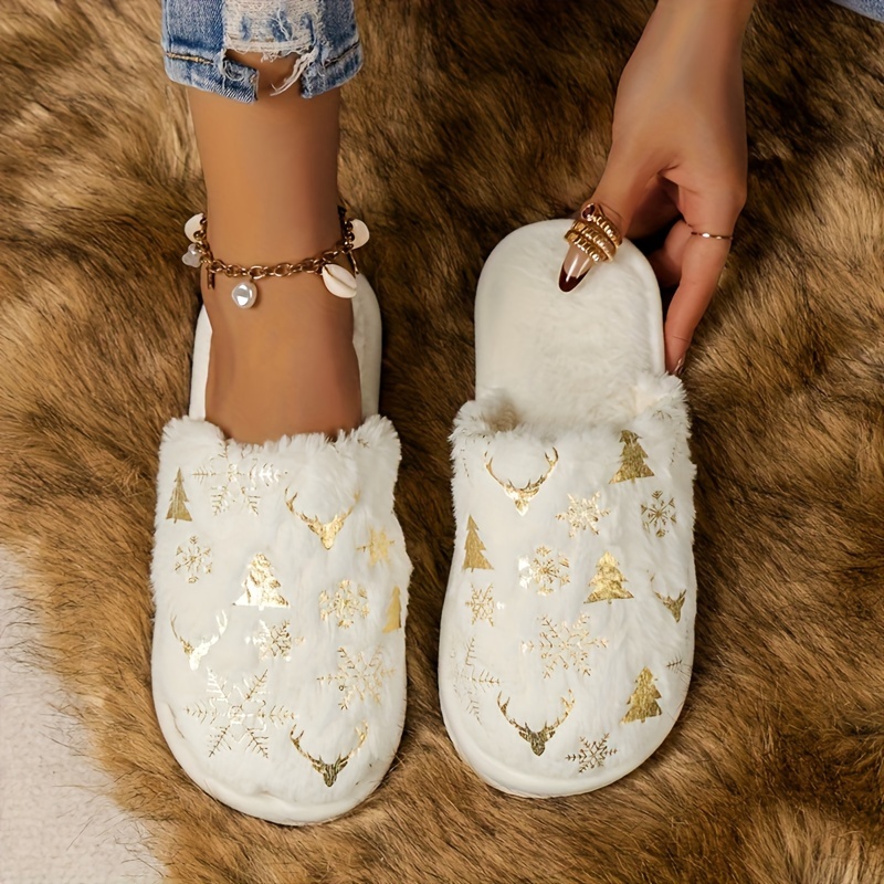 

Decorated Plush Warm Shoes, Comfortable Warm And Soft Non-slip Slippers, Home Indoor Couple Style