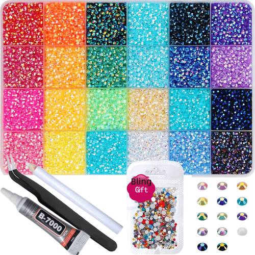 18500 Resin Rhinestones In 24 Colors, Used for , 3mm Size Embellished with Red Gemstones, Flat Bottomed Embellished with Gemstone Jewelry, Used for Handmade Clothing Crafts, with Pens, Tweezers, And Gifts