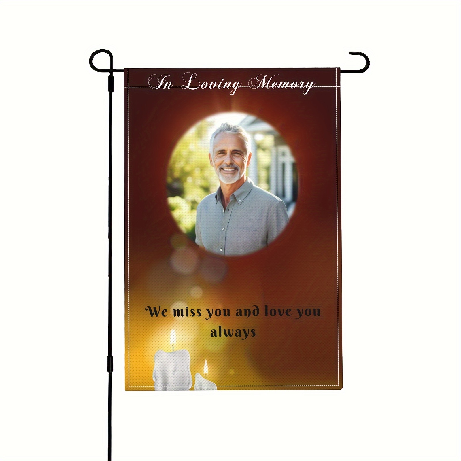 

Custom Cemetery Memorial Garden Flag - Double-sided Linen, Personalized Grave Yard Decor, 18x12 Inches (no Metal Stand), Room Decor