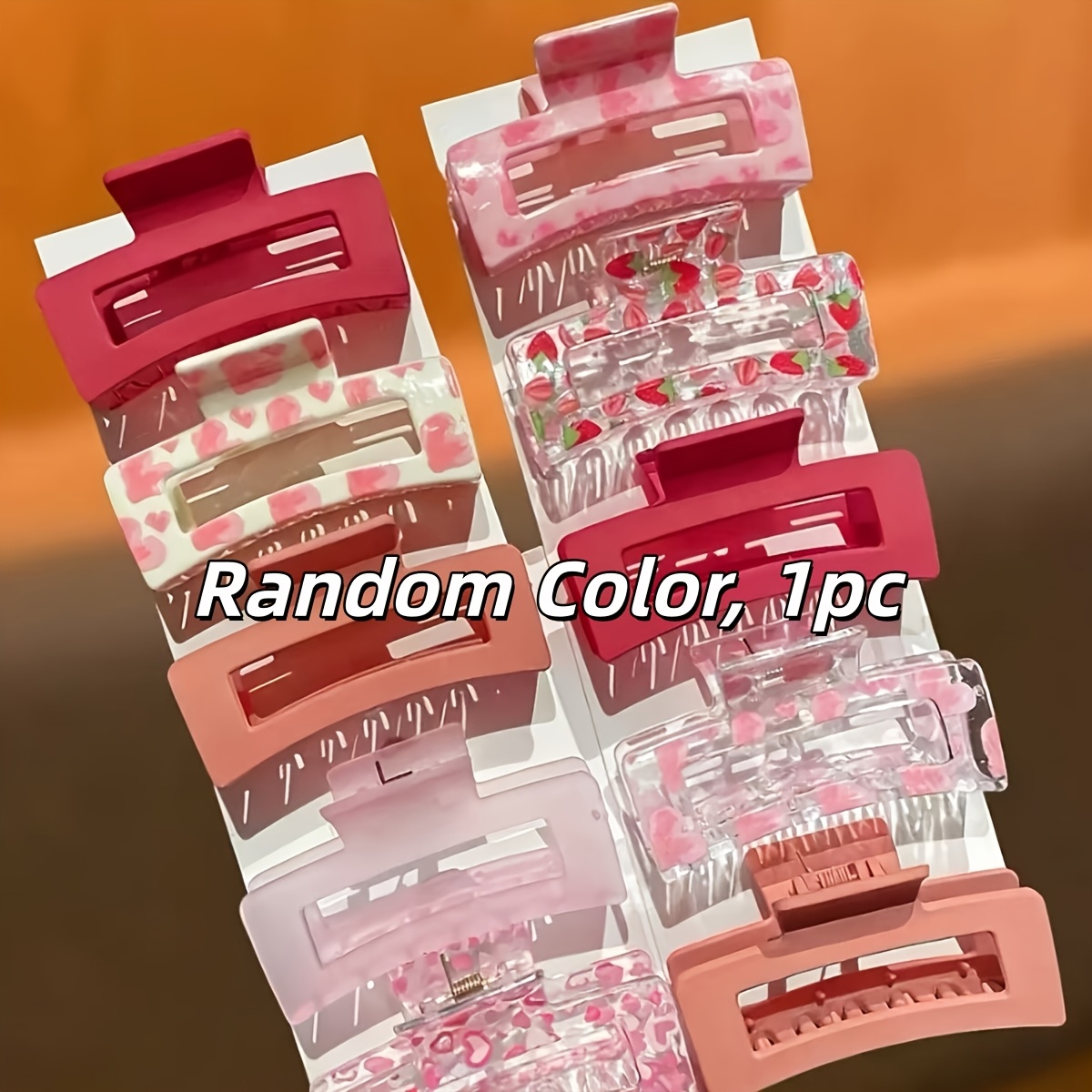 TEMU 1pc Elegant Minimal Medium Square Heart Claw Clip, Hair Accessory For Women, Stable Hold For Daily Dating, Perfect Bff Gift, Random Color