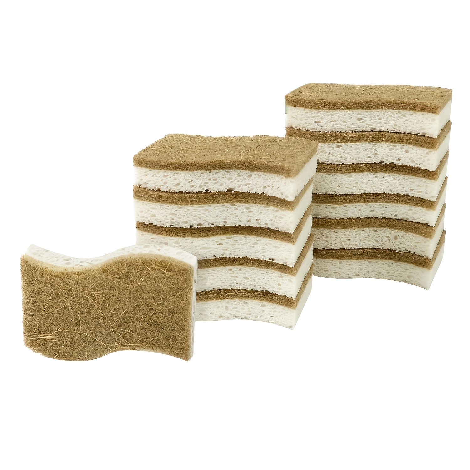 Image of 6pcs/12pcs High- Sponges - Cellulose And Coconut Fiber, Super Absorbent Dishwashing Brush With Ergonomic Handle For Efficient Cleaning