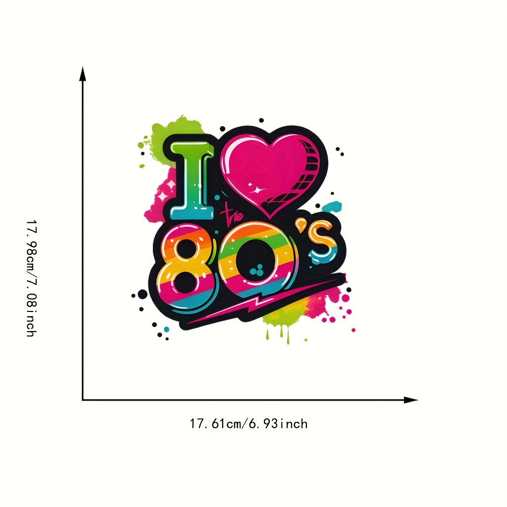 TEMU 4pcs Durable Washable Heat Transfer Prints, Retro 80s Graffiti Themed Mixed Color Heat Transfer, Vinyl Prints, Heat Transfer Stickers, Suitable