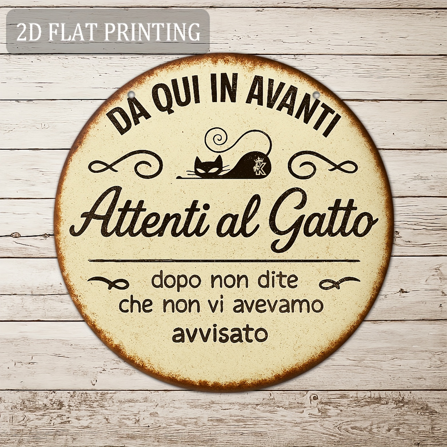 M-ITALY CARTELLO SEGNALETICO - Attenti al gatto, ATTACCA A SORPRESA - Adesivo Extra Resistente, Pannello in Forex, Pannello In Alluminio (15x10