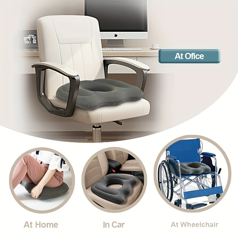 1pc inflatable seat cushion with adjustable firmness flocked pvc cover   for hemorrhoid portable for     use ideal for prolonged sitting post surgery fatigue relief single seat sofa compatible Product details 0