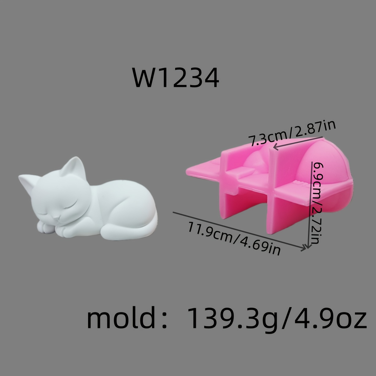 Image of Resin Silicone Mold Cat 3d Decorative Silicone Mold Diy Candle Silicone Mold Gypsum Decorative Silicone Mold Home Decoration Epoxy Resin Mold W1234