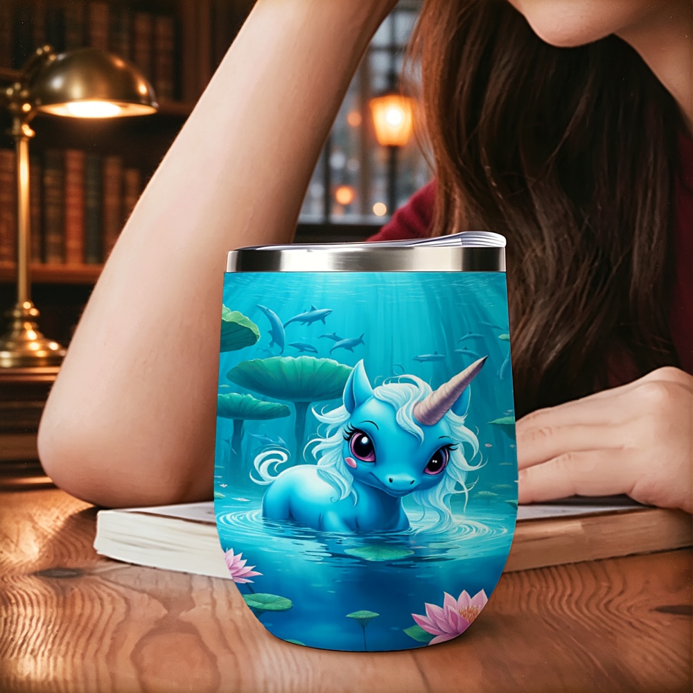 item picture 1pc egg cup 304 stainless steel 12oz unicorn underwater insulated   temp mug travel cup cold drink tumbler ideal for home   outdoor party gathering events perfect gift for  