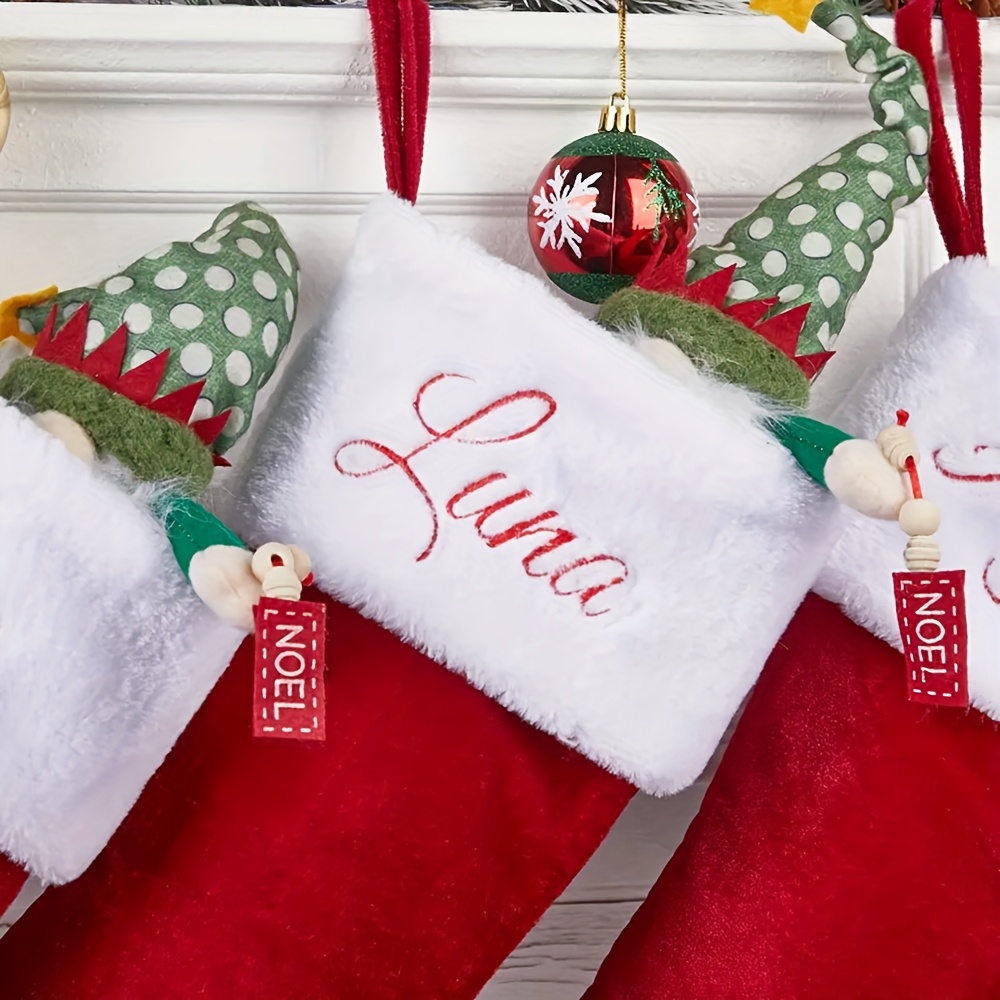 TEMU Custom Velvet Embroidered Christmas Stocking, Monogrammed Stocking Decoration, Personalized Name Stocking, Family Stockings With Names, Holiday