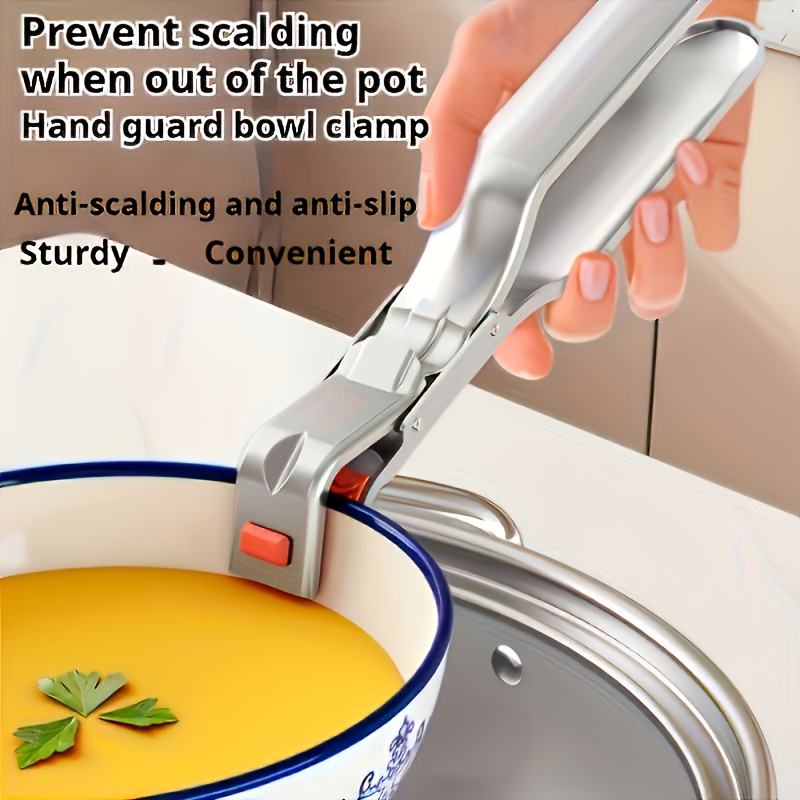 a stainless steel anti scalding clip kitchen bowl gripper   vegetable clip heat resistant kitchen tool for handling plates non slip high temperature oven clip induction cooker bowl clip kitchen cooking pot clip