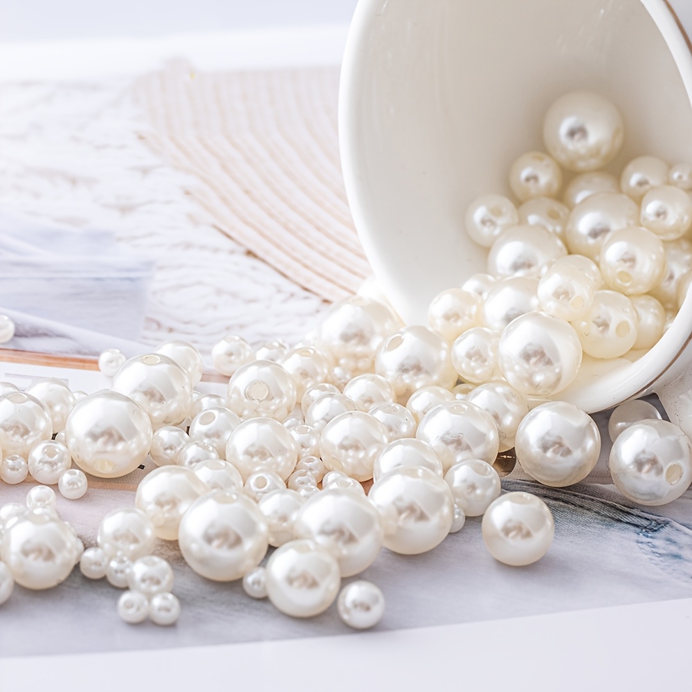 

30-500pcs 4/5/6/8/10/12mm White Pearl Round Beads Loose Beads Diy Bracelet Necklace Earrings Hairpin Handmade Accessories Bead Material