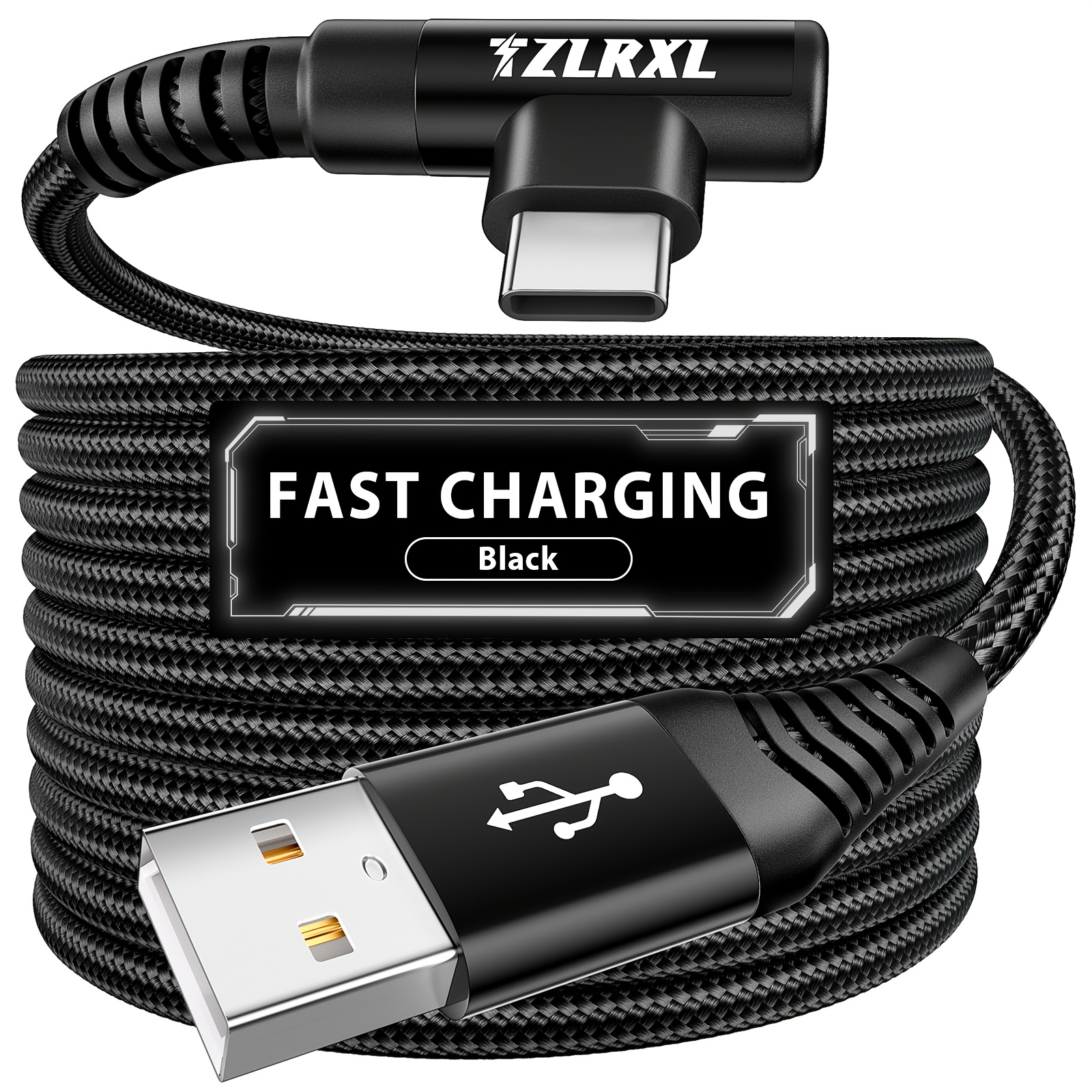 Image of Type C Fast Charging, Right Angle Usb To Usb C Cable Braided, Usb C Charging Cable For ,for Iphone,for Huawei And More Smartphone, Tablet, Laptop