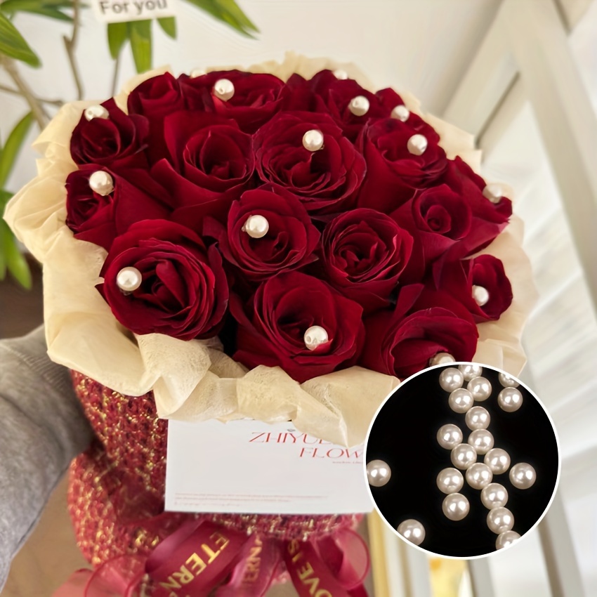 

100pcs Floral Pearl Accents For Rose Bouquets - Elegant Gift Box Packaging & Handmade Flower Arrangement Decorations, Bouquet Accessories