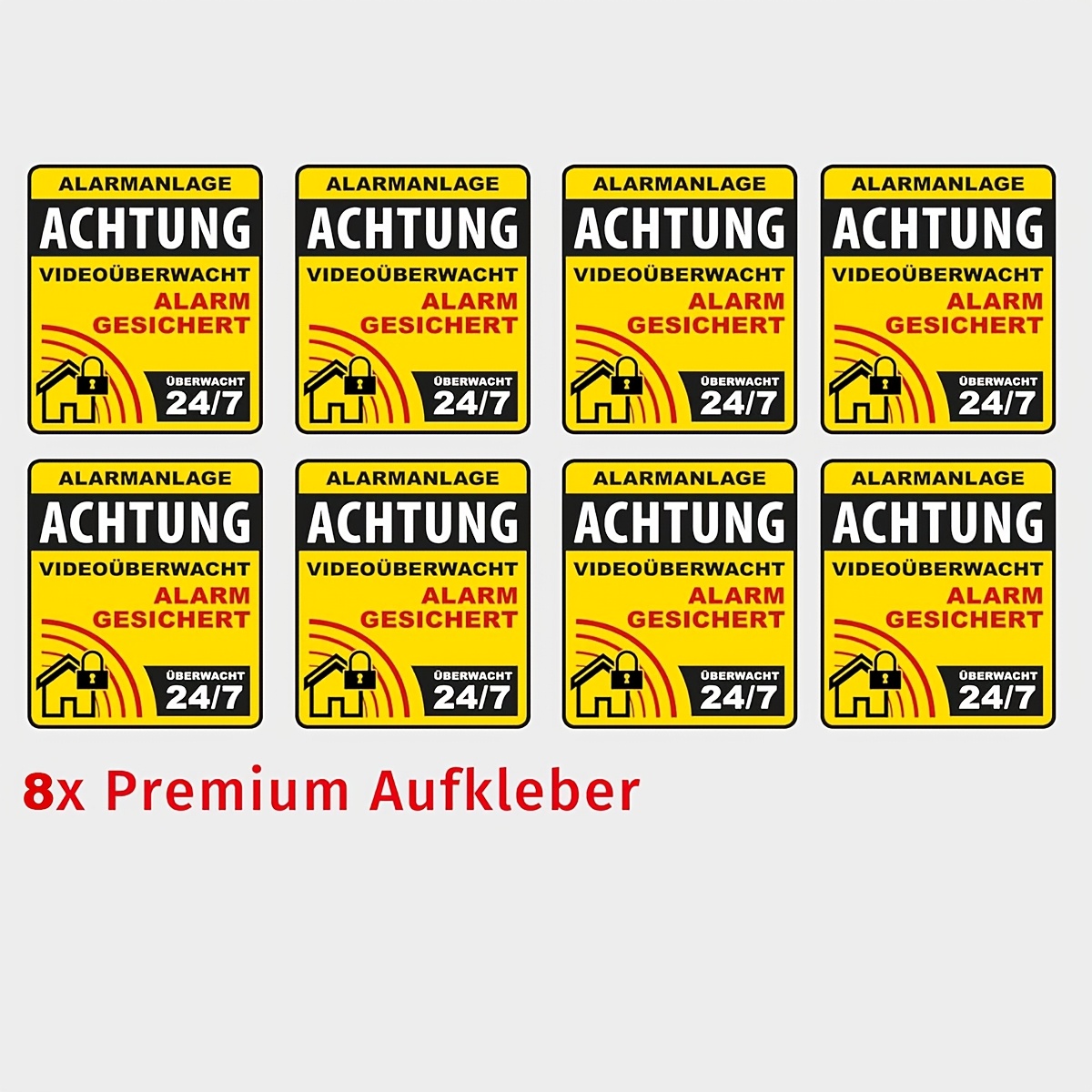 8pcs Of Safety Warning Stickers, Video Surveillance Stickers, Suitable For Use In Homes, Shops, Offices, , Elevators, Etc., Measuring 2.36x1.97 Inches
