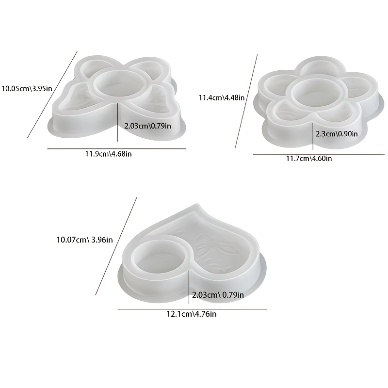 TEMU Selling A 3pcs Set Of Reusable Epoxy Resin /flower And Heart-shaped 3d Candle Molds, Clay Molds, And Silicone Molds. Suitable For Making