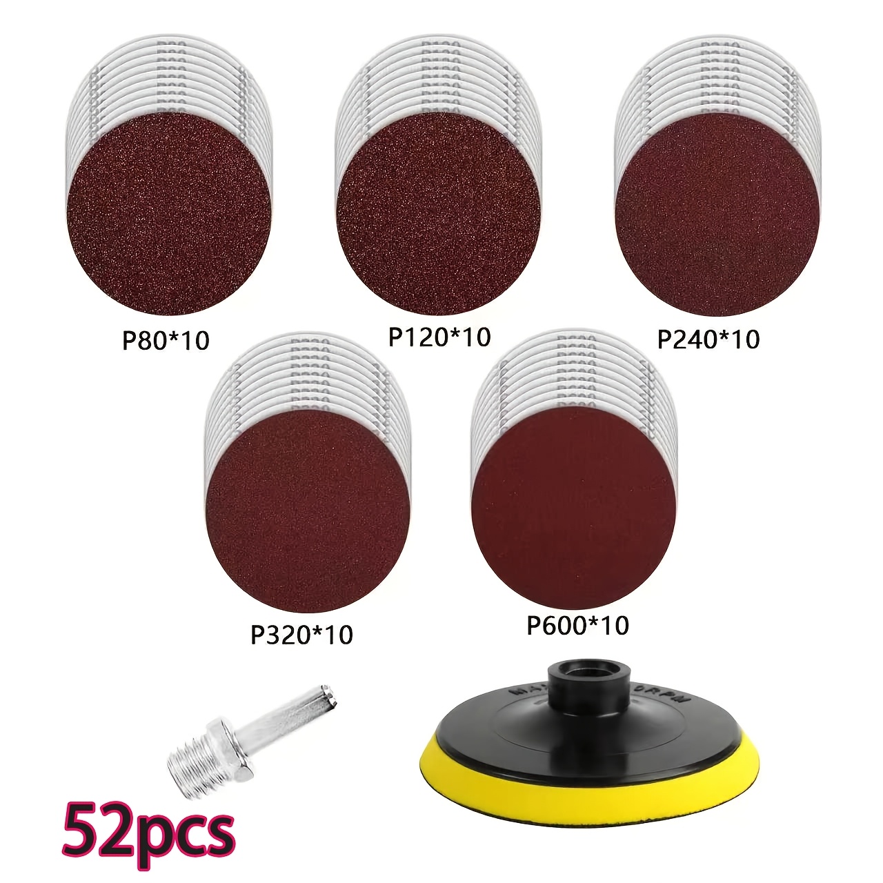 TEMU Angle Grinder Sanding Discs, 52/102 Pieces With Backing Pad - Heavy Duty, M10 Thread Attachment, Wet/dry Use, Compatible With Drill