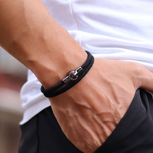 trendy handmade rope bracelet men detachable magnetic wrap chain wristband casual riding homme joias pulsera