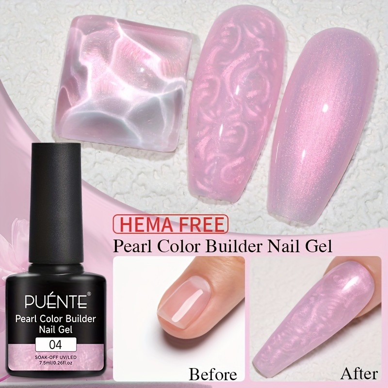 Image of 6-in-1 Builder For Nail Gel, Shimmer Pearlescent Gel Polish With Swirl Thread Effect For Nail Art, Pearl Glitter Extension For Nail Gel, For Nail Strengthener, , Needs Led Curing, -free For