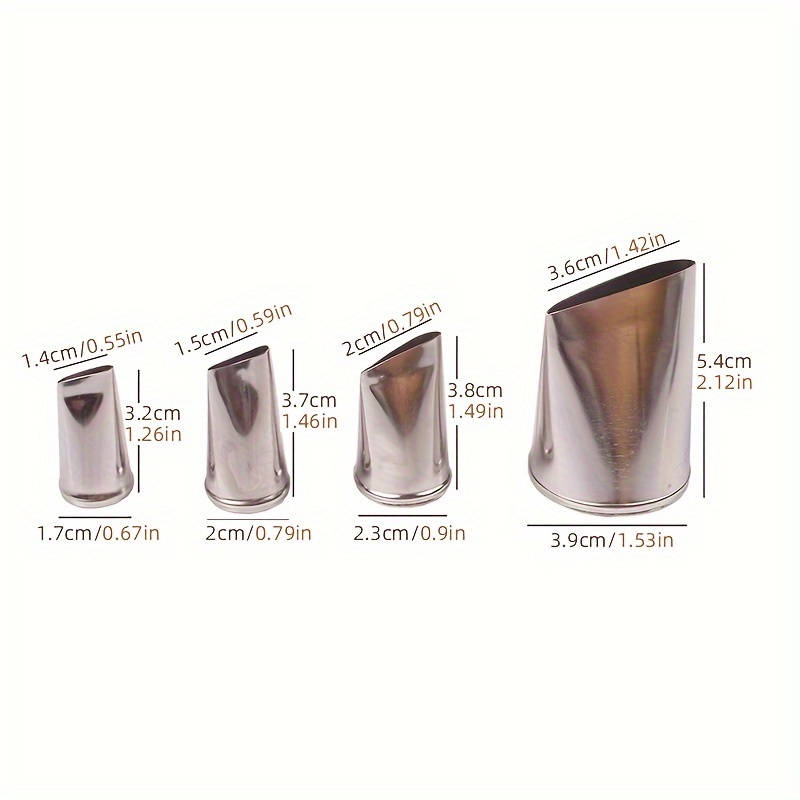 E-shop 4-teiliges Spritztüllen-Set, Edelstahl-Spritztüllen Gerade, Sahnetorten-Spritztüllen Für Dessertkekse, Küchenzubehör, Backwerkzeuge,