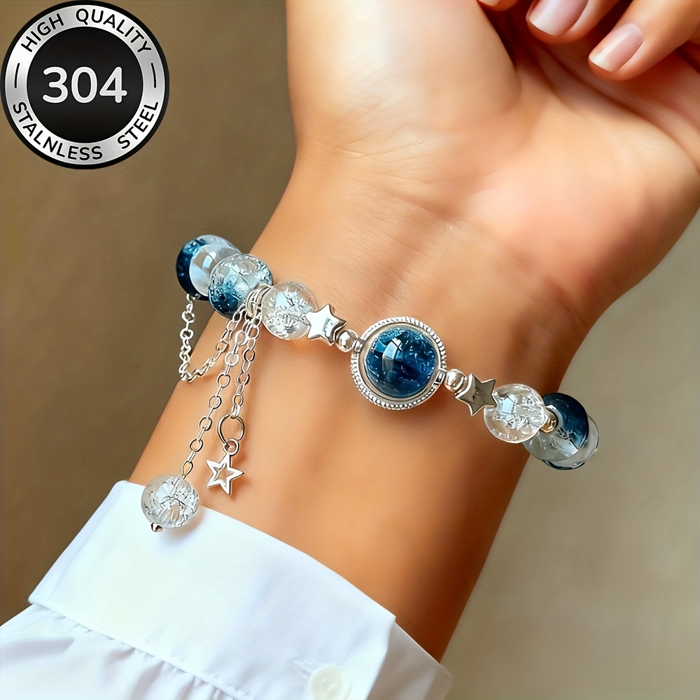 High-quality Stainless Beaded Bracelet, Fade-resistant, Easy And Elegant, A Stylish Women's Bracelet Suitable For Daily Wear Or Parties, Women's Fashion Jewelry, A Delicate Gift For Women