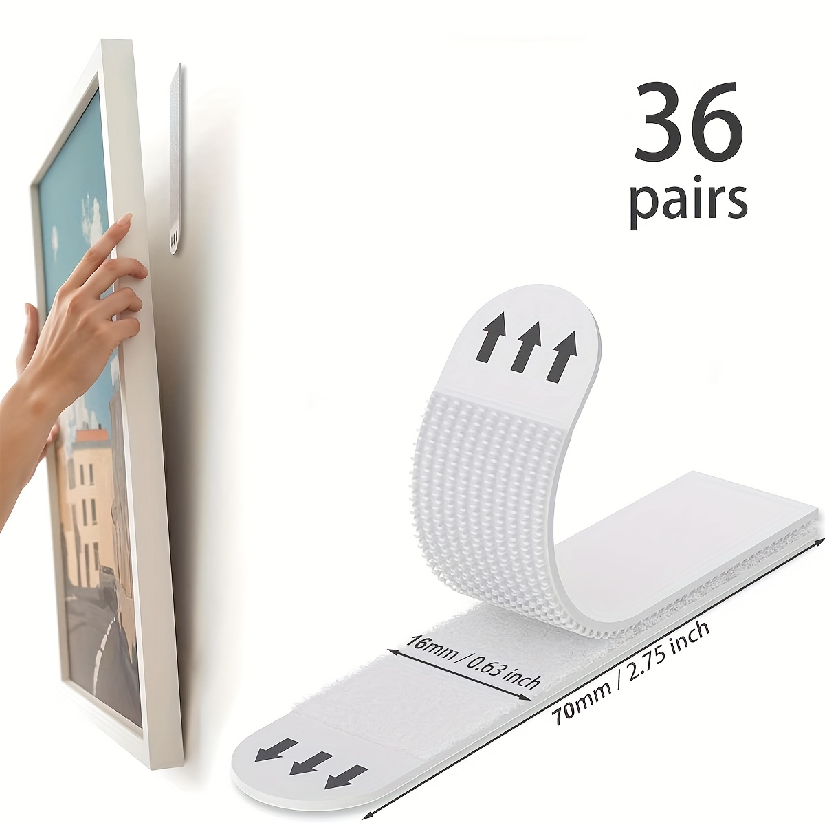 TEMU Picture Hanging Strips Heavy Duty, A+b Hook And Loop Picture Hangers, Removable Hanging Poster Hangers, Adhesive Tape Wall Strips, Large Poster
