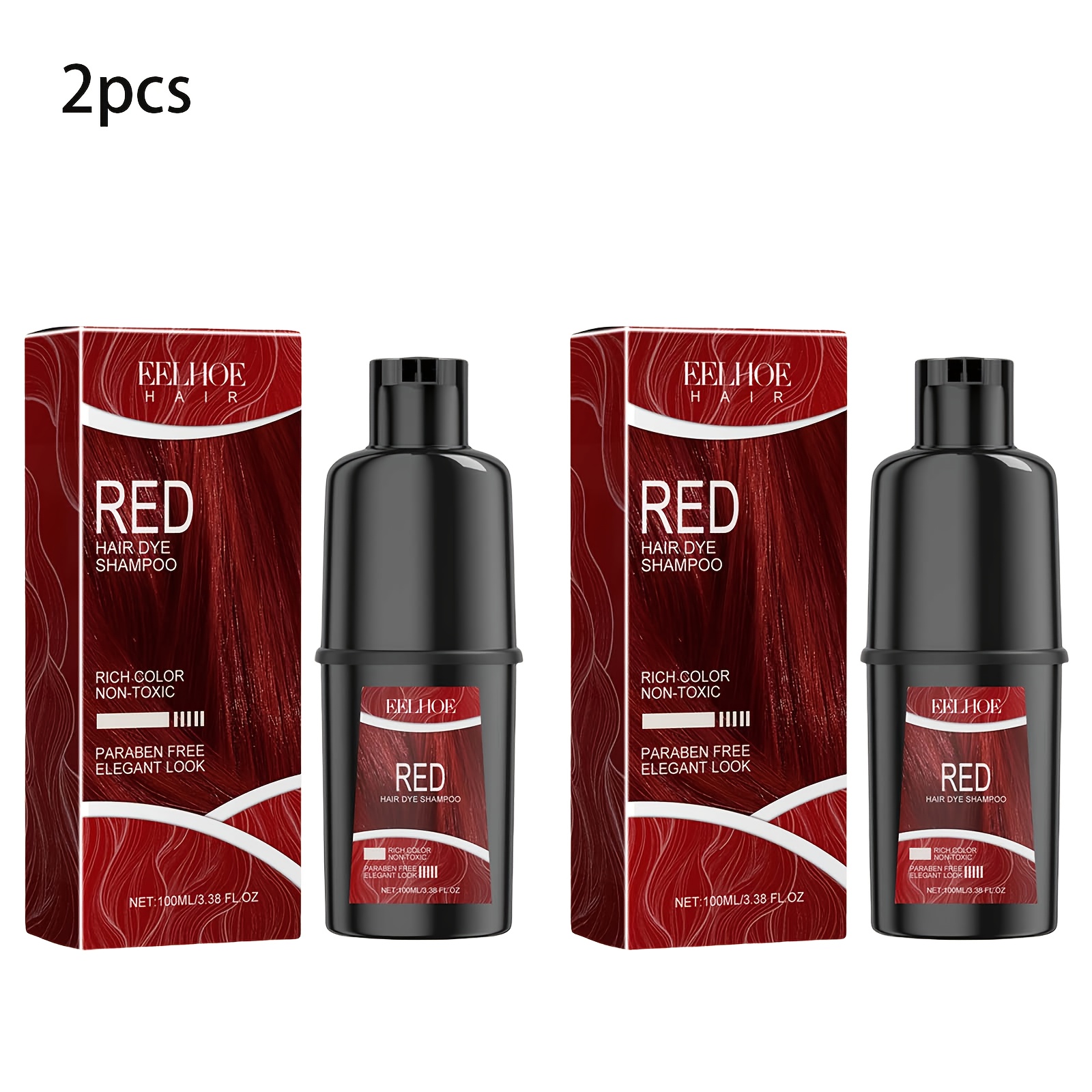 TEMU 2 Bottles Of Red Hair Dye Shampoo Ginseng Extract, Offering A 3-in- For Cleansing, Moisturizing, And Coloring Hair. This Salon-quality Product Combines Color With Hair Care Benefits