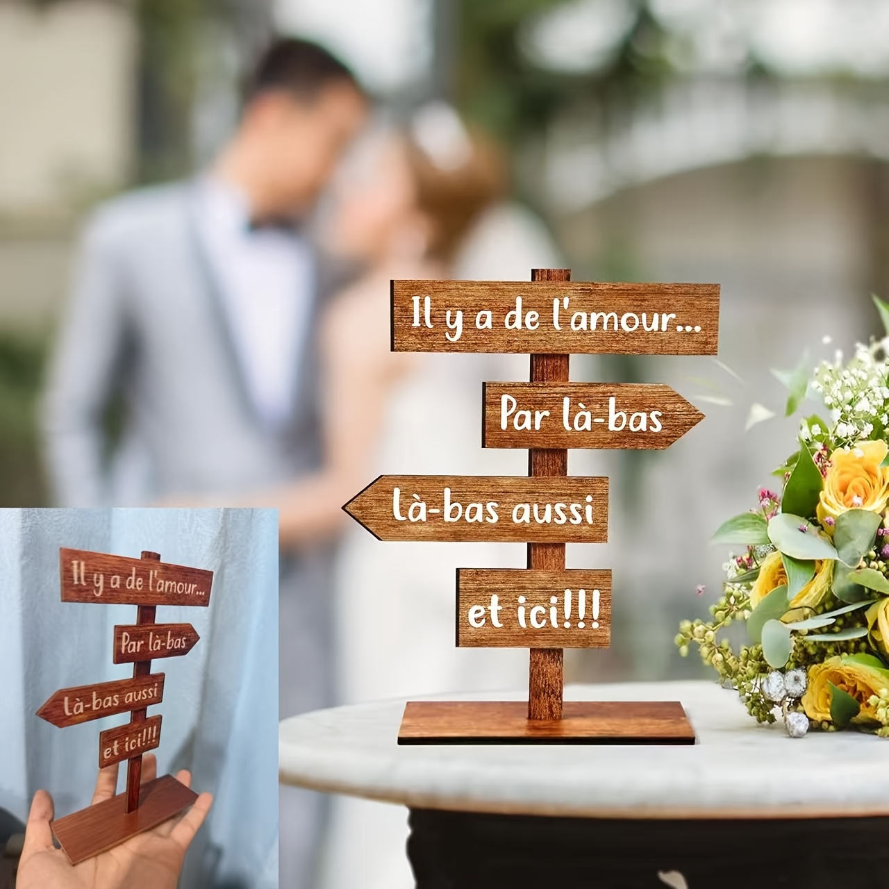 TEMU Plat 2D, Un Ornement Panneau en Bois Plat 2D Dégageant un Charme de Style Français. Le Nœud de Bois Usé Crée une de Panneau Multidirectionnelle,