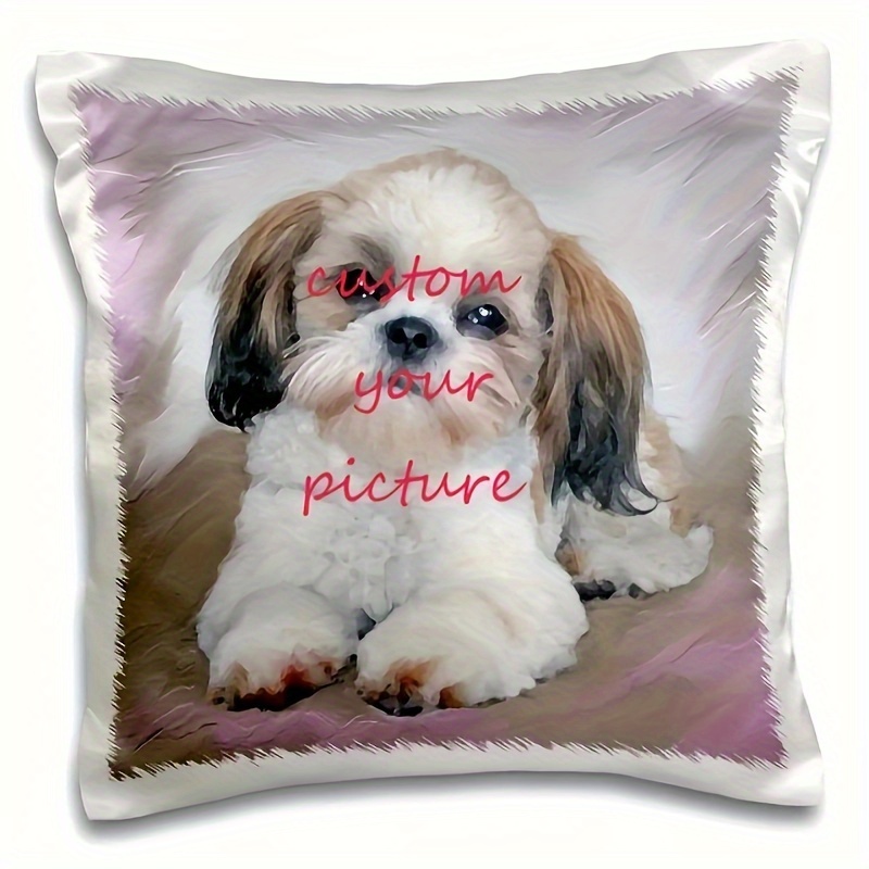 

1pc, Single-sided Printing Super Soft Short Plush Throw Pillow 18x18 Inch Rose Shih Tzu Puppy Pillow Case Personalized Gifts (no Pillow Core)