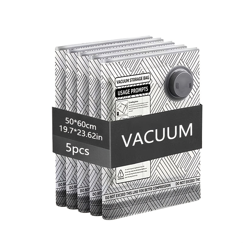 TEMU 5pcs Vacuum Storage Bags, Multiple Sizes , Pump-free, Suitable For Clothes, Comforters, Pillows, And Mattress Bags, Space-saving Storage Bags,