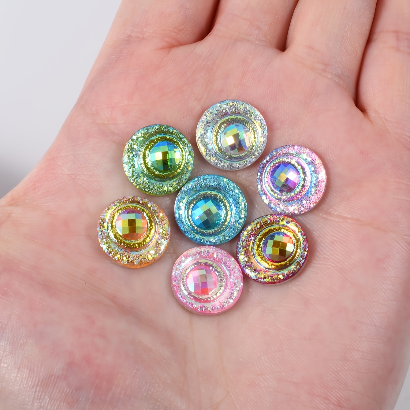 50pcs Iridescent AB Resin Rhinestones for DIY Crafts