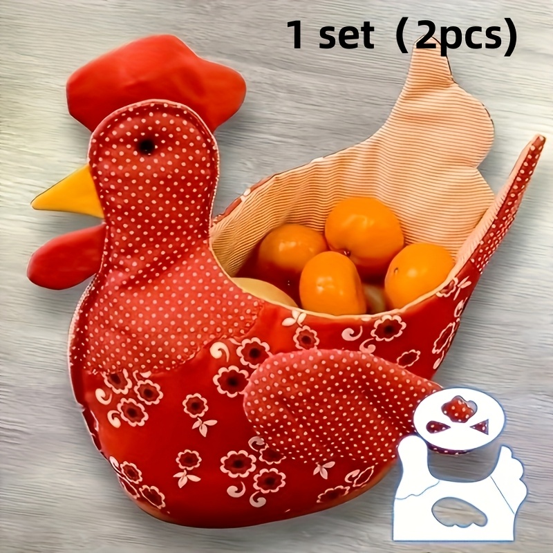 

2pcs Chicken Egg Basket Template, Plastic, White, For Drawing