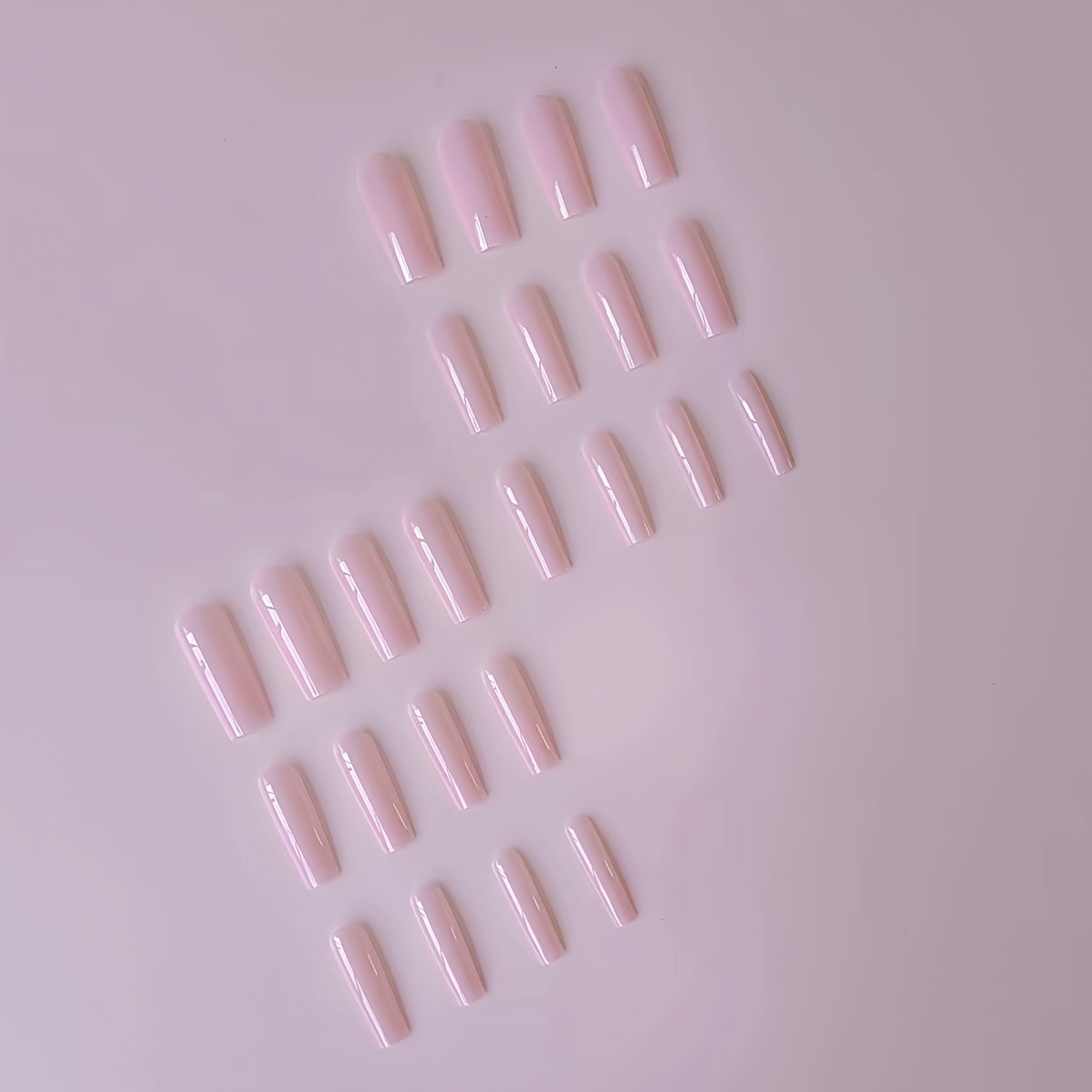TEMU A Set Of Press-on Fake Nails, Simple Solid Color Nail Stickers In Cute Light Pink Glossy Finish. Suitable For All Women And. The Box Includes A
