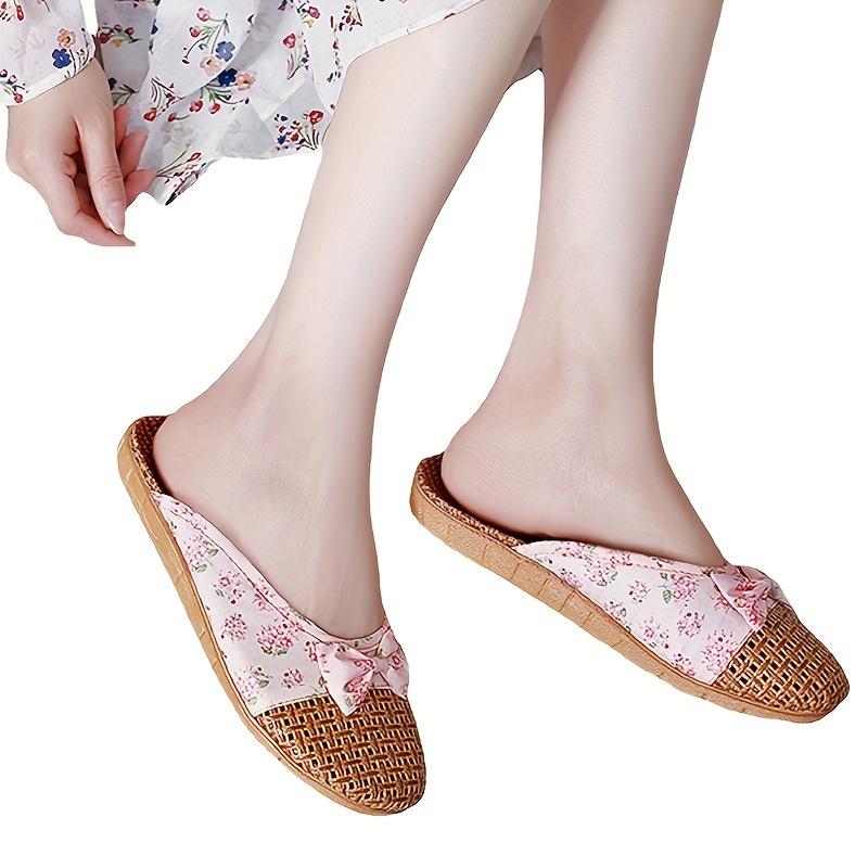 Summer Linen-Blend Cool Slippers, Indoor Non-Slip Thick-Soled Floor Slippers for Women, Home Use, Women Shoes
