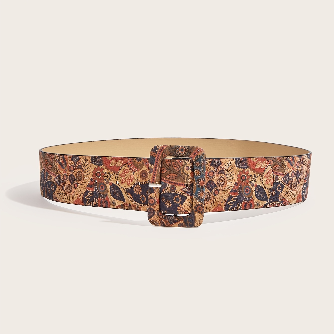 TEMU Bohemian Style Women's Belt With A Vintage Floral Print, Fashion Accessory