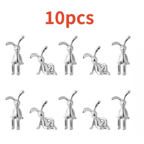 صورة العنصر 10 قطع تماثيل أرانب صغيرة، زينة أرانب طويلة الأذنين على الطراز الإسكندنافي، أرانب طويلة الأذنين بلاستيكية فضية وذهبية، زينة صغيرة، تعليقات سيارة، إكسسوارات طاولة، مناسبة للسنة الجديدة، زينة السيارة والمنزل، للاستخدام الداخلي، ديكور غرفة المعيشة
