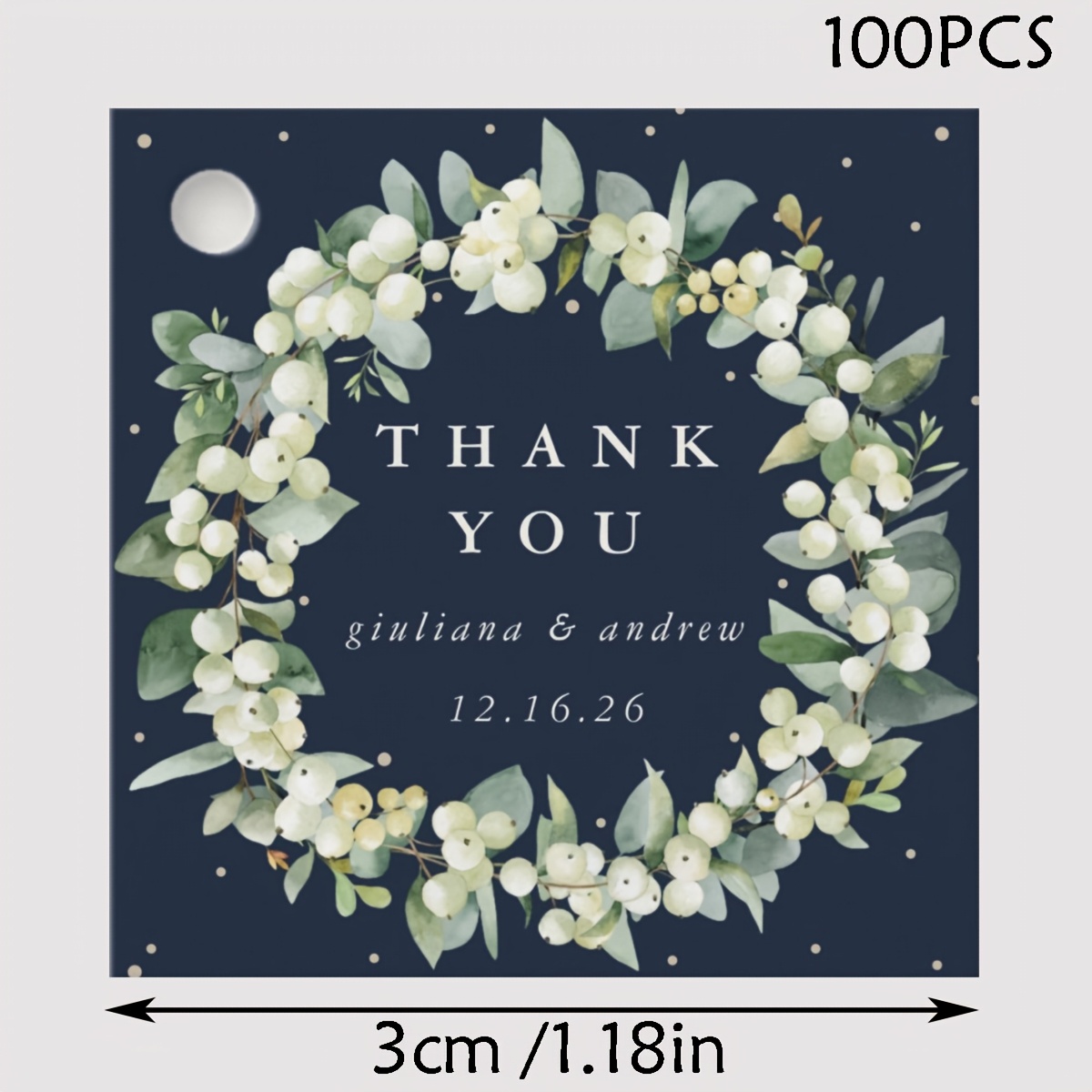 TEMU 100pcs Custom Exquisite Wedding Welcome Gift Tags, Emerald Green Leaf Wedding Welcome Gift Tags, Custom Wedding Favor Tags, Personalized Thank