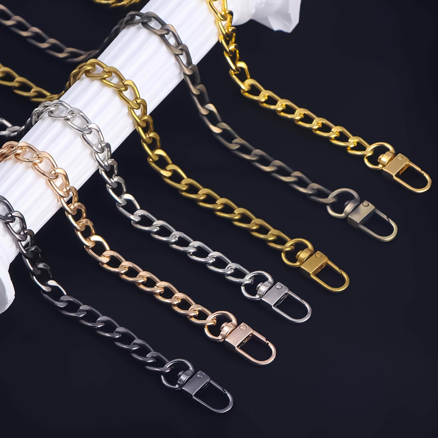 Set 4 Cinghie Per Borse DesertBoy - Catene Sostitutive 60/80/100/120 Cm Con Fermagli Girevoli, Oro - Foto 8