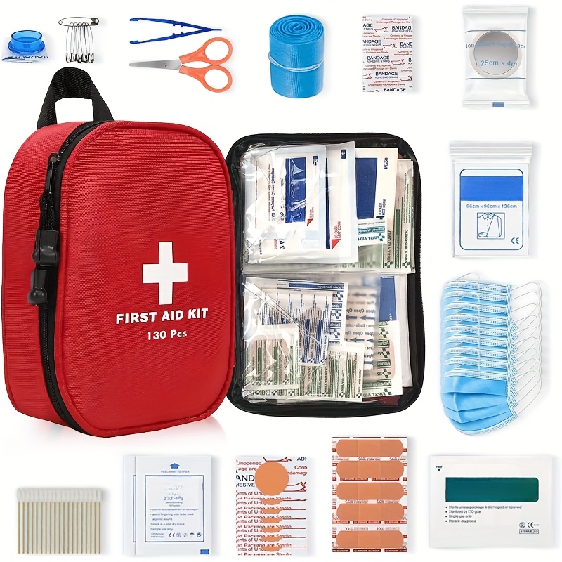 [Emergency First Aid Kit] 130pcs Travel First Aid Kit | Family First Aid Camping Bag, Medical Pouch For Travel, Workplace, Home, Garage, Emergency Bag, Emergency Survival Hiking Kit