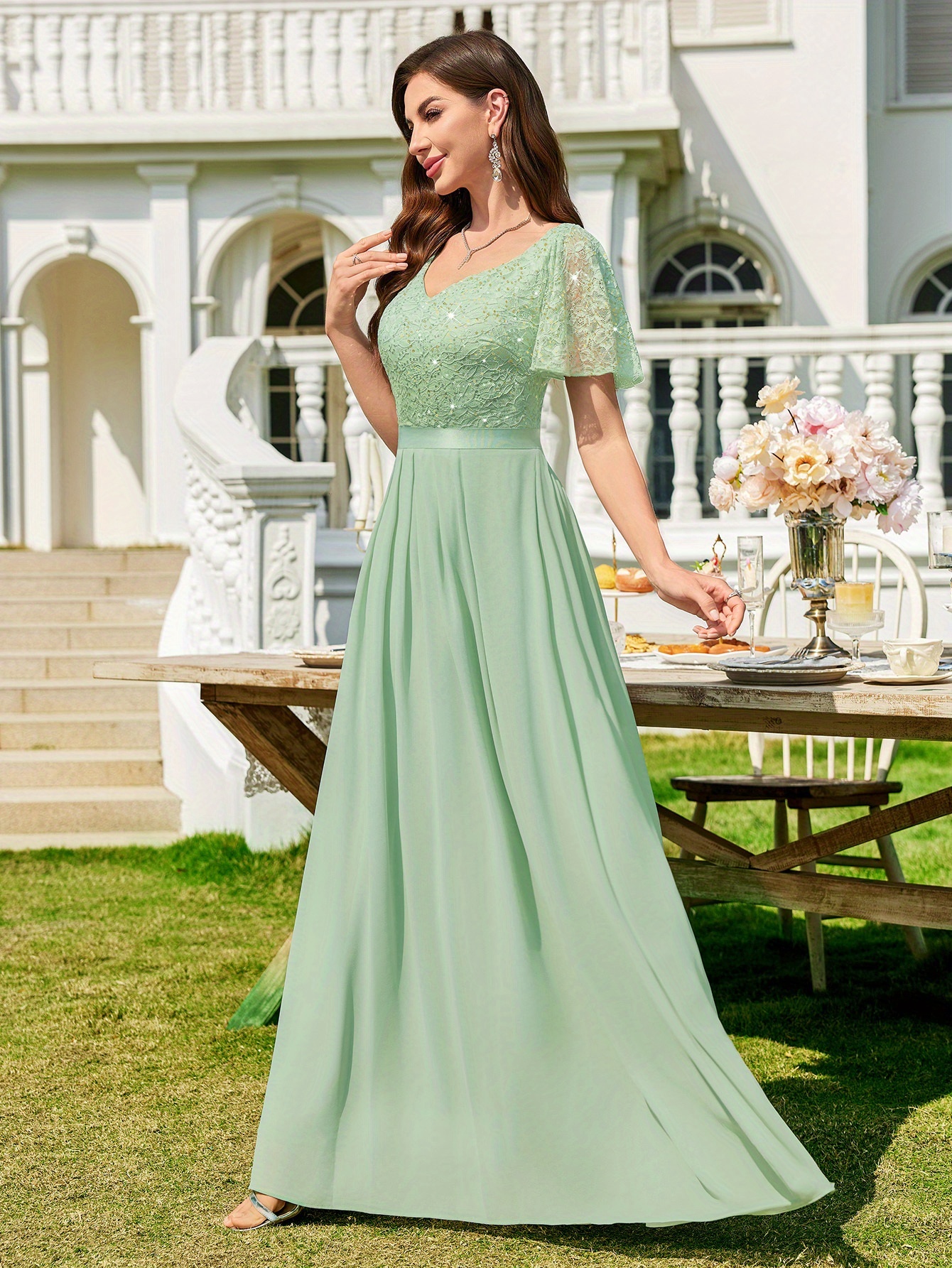green emerald velvet dress Long Sleeve Mother of The Bride Dress with Beaded Lace Accents main image 0