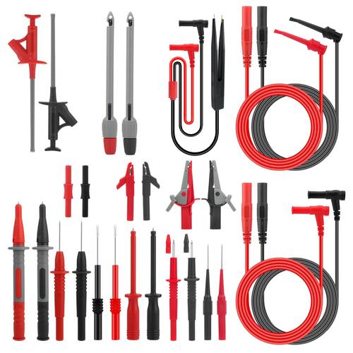 professional mixed colors multimeter test lead kit heavy duty probe set with clips test hooks wire piercing probes banana leads electrical diagnostics automotive repair